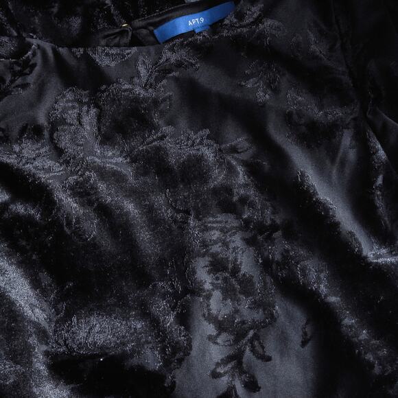 Apt. 9 Women’s Dress Dark Academia Velvet Romantic Noir Burnout Floral Size L - Picture 8 of 8